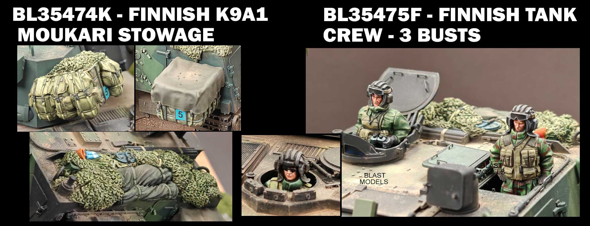 BL35474K - FINNISH K9A1 MOUKARI STOWAGE -  BL35475F - FINNISH TANK CREW - 3 BUSTS